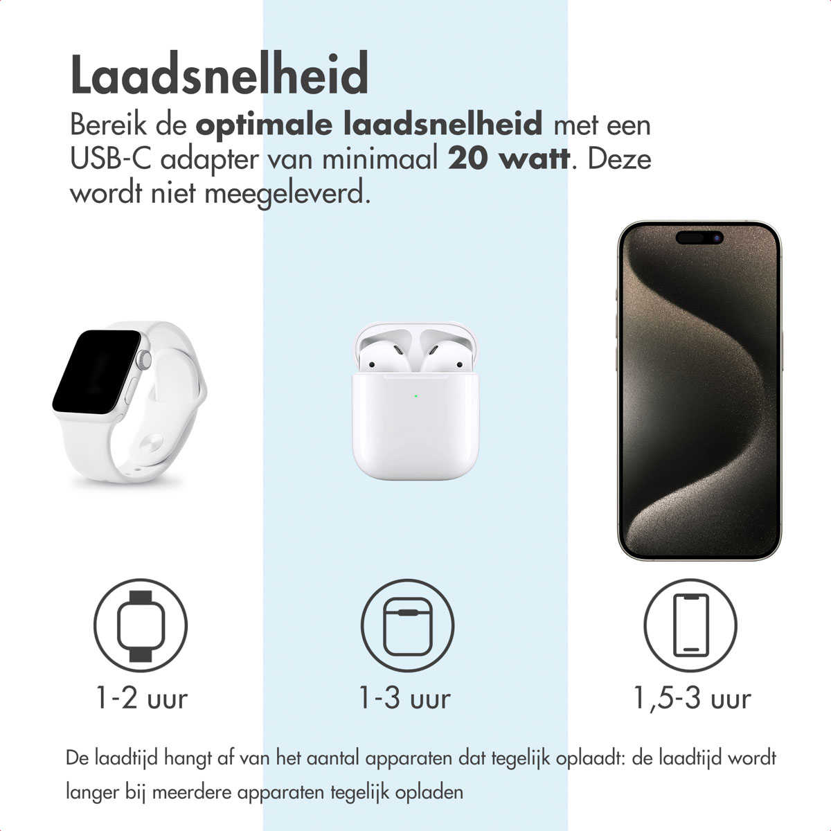 Accezz 3-in-1 Opvouwbare Draadloze MagSafe Oplader - 20W - Zwart - Afbeelding 2