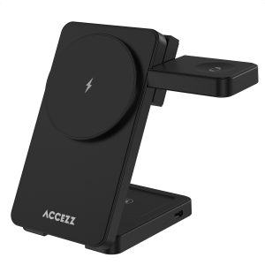 Accezz 3-in-1 Opvouwbare Draadloze MagSafe Oplader - 20W - Zwart
