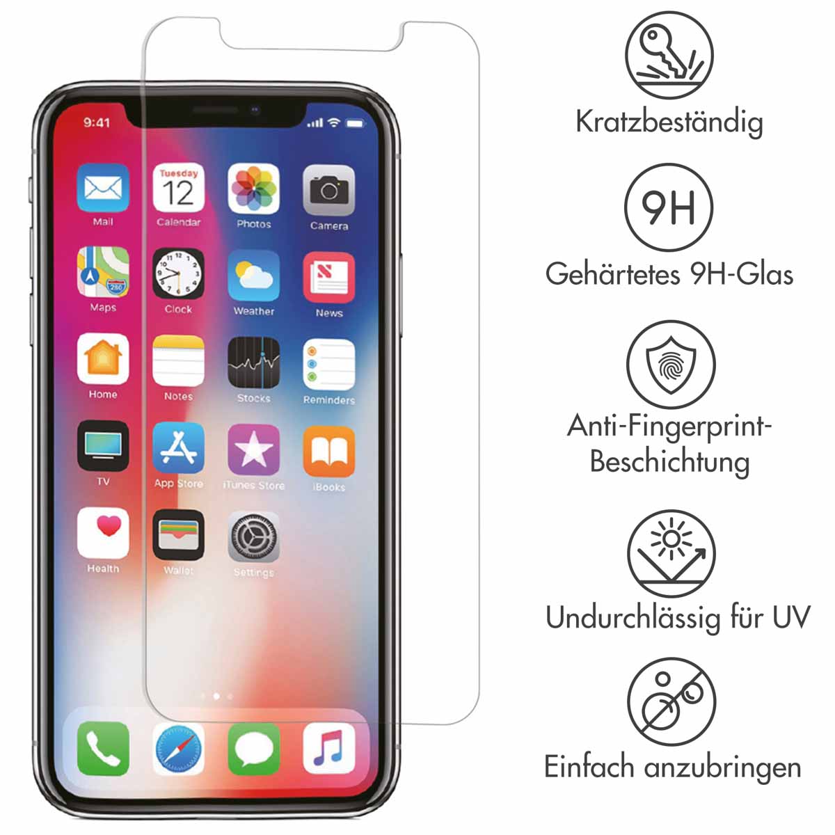 Accezz Gehard Glas Screenprotector 2-pack Apple iPhone 11 Pro / Xs / X - Afbeelding 6
