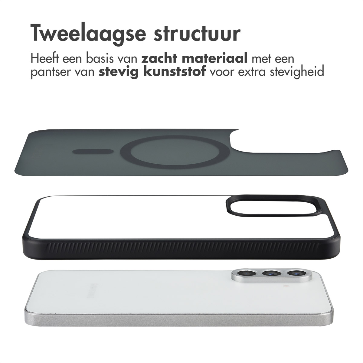 Accezz Rugged Frosted MagSafe Backcover Samsung Galaxy A36 / A56 - Zwart - Afbeelding 4