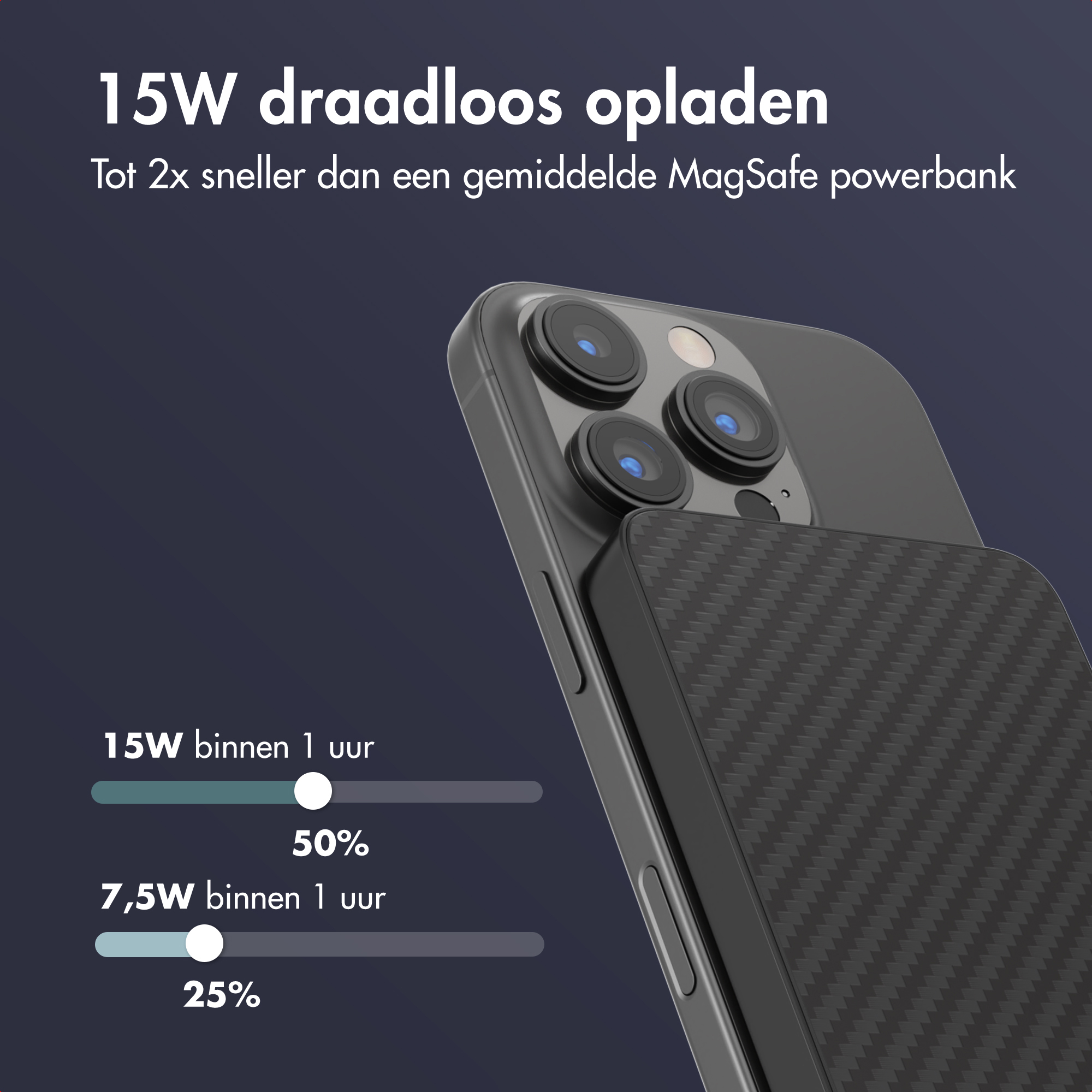 Accezz Kevlar Powerbank 5.000 mAh - MagSafe en Qi - Zwart - Afbeelding 7