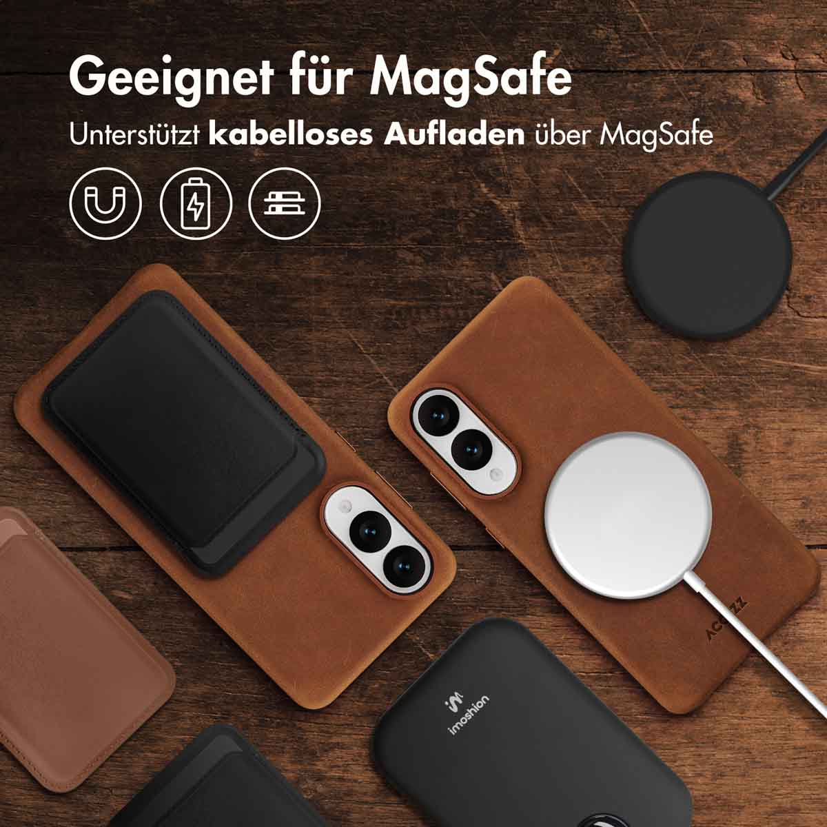 Accezz Vintage Leather Magsafe Backcover Samsung Galaxy S25 Edge - Tabacco Cognac - Afbeelding 9