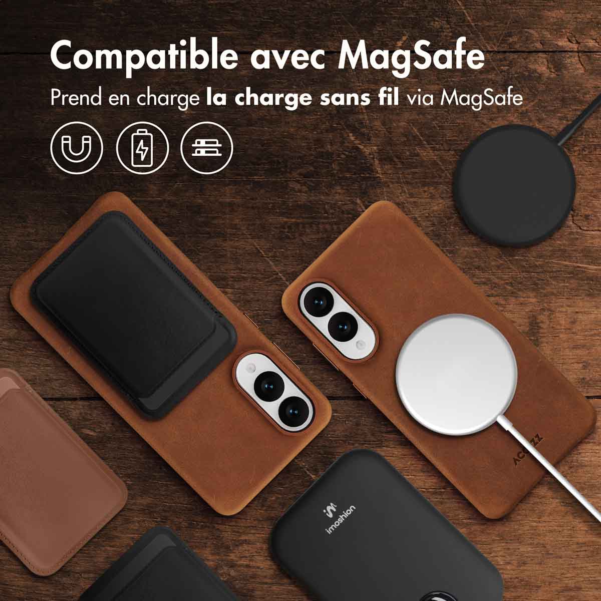 Accezz Vintage Leather Magsafe Backcover Samsung Galaxy S25 Edge - Tabacco Cognac - Afbeelding 7