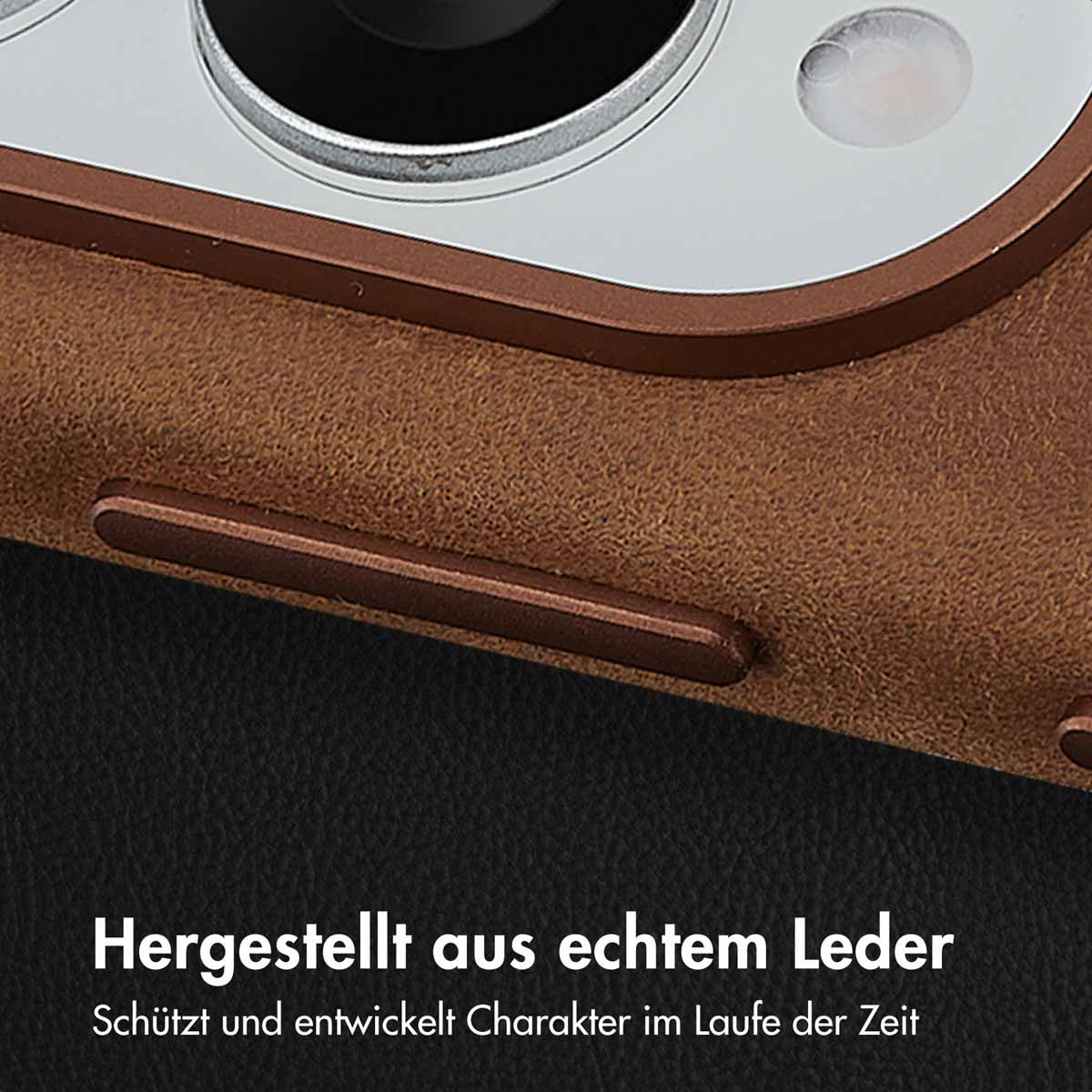 Accezz Vintage Leather Magsafe Backcover Samsung Galaxy S25 Edge - Tabacco Cognac - Afbeelding 6