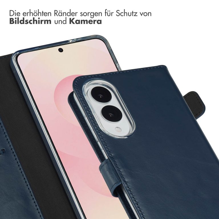 Selencia Echt Leren Bookcase Samsung Galaxy S25 Edge - Donkerblauw - Afbeelding 10