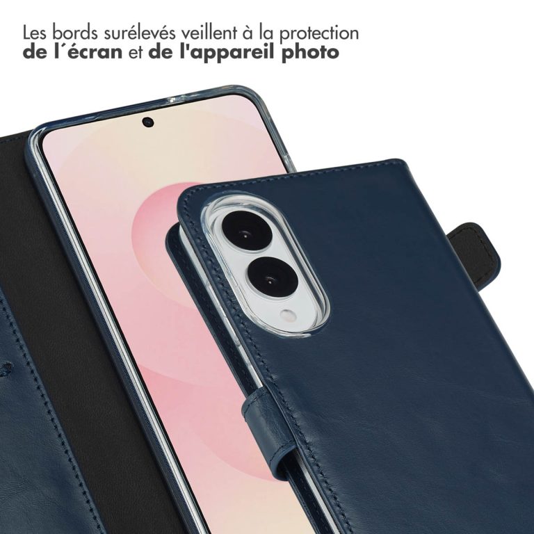 Selencia Echt Leren Bookcase Samsung Galaxy S25 Edge - Donkerblauw - Afbeelding 6