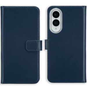 Selencia Echt Leren Bookcase Samsung Galaxy S25 Edge - Donkerblauw