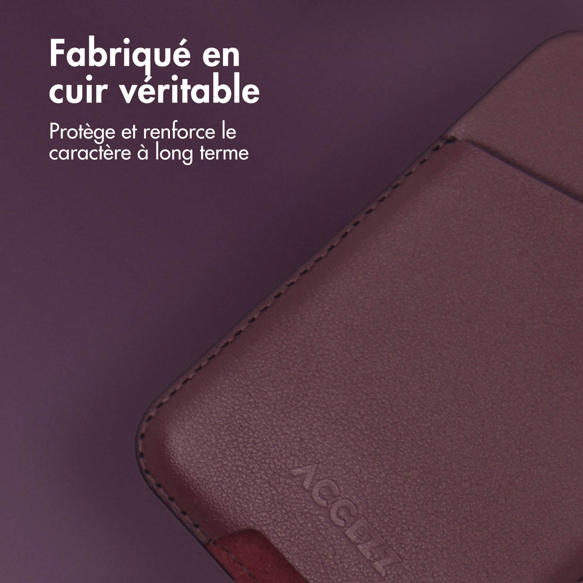 Accezz Leren Kaarthouder - Geschikt voor MagSafe en Qi2 - Heath Purple - Afbeelding 3