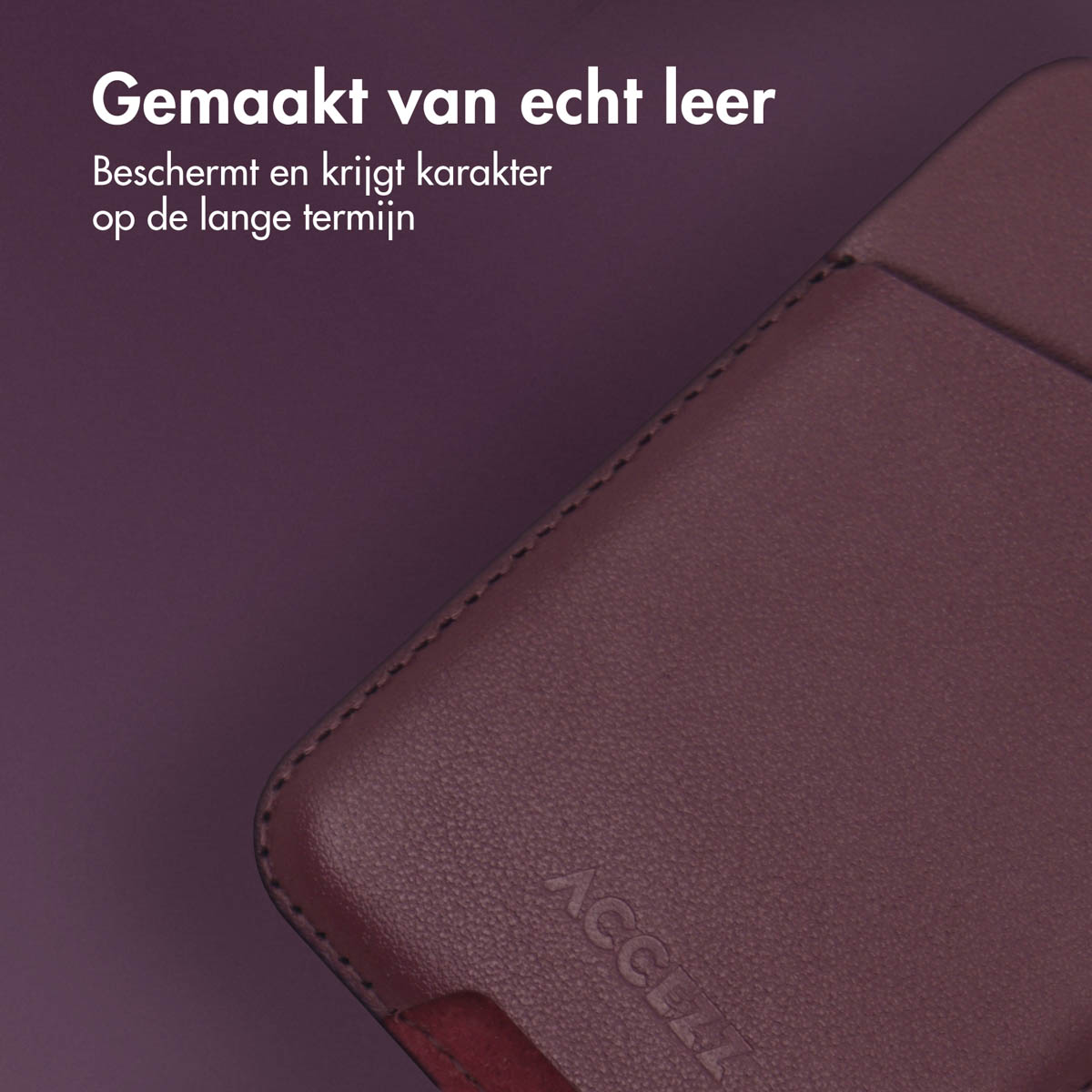 Accezz Leren Kaarthouder - Geschikt voor MagSafe en Qi2 - Heath Purple - Afbeelding 6