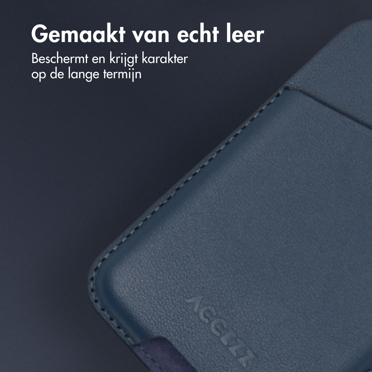 Accezz Leren Kaarthouder - Geschikt voor MagSafe en Qi2 - Nightfall Blue - Afbeelding 6