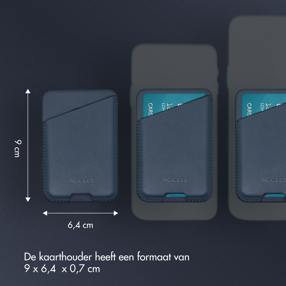 Accezz Leren Kaarthouder - Geschikt voor MagSafe en Qi2 - Nightfall Blue - Afbeelding 9