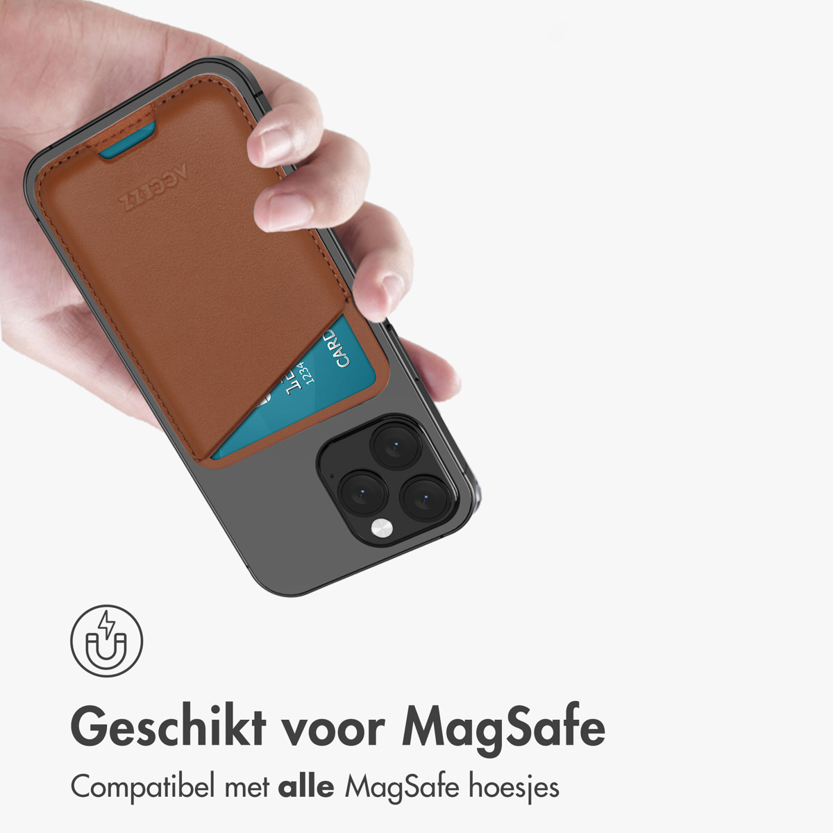 Accezz Leren Kaarthouder - Geschikt voor MagSafe en Qi2 - Sienna Brown - Afbeelding 7