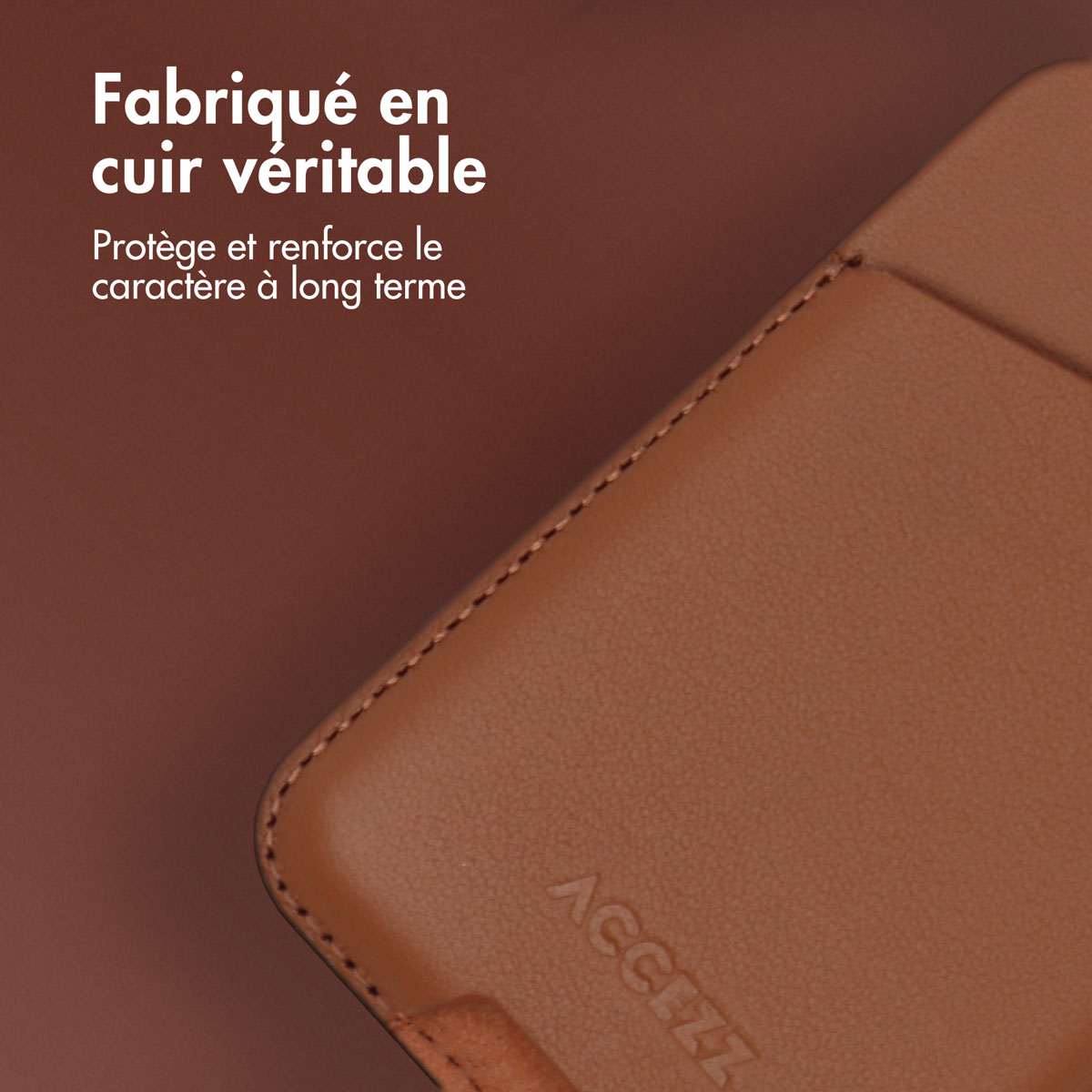 Accezz Leren Kaarthouder - Geschikt voor MagSafe en Qi2 - Sienna Brown - Afbeelding 5