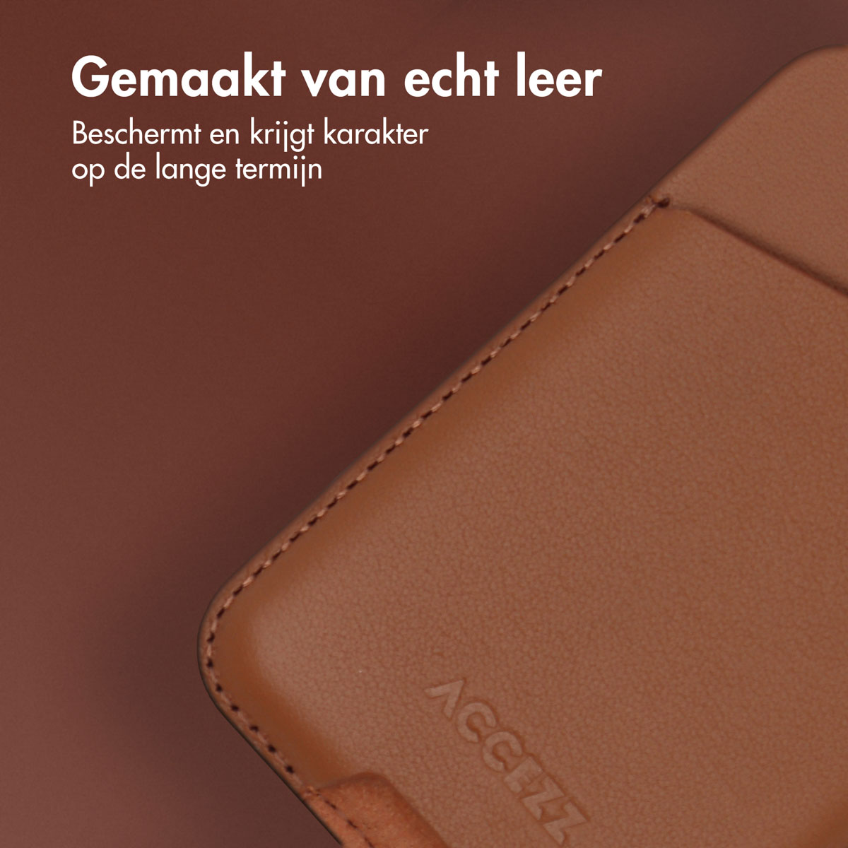 Accezz Leren Kaarthouder - Geschikt voor MagSafe en Qi2 - Sienna Brown - Afbeelding 6