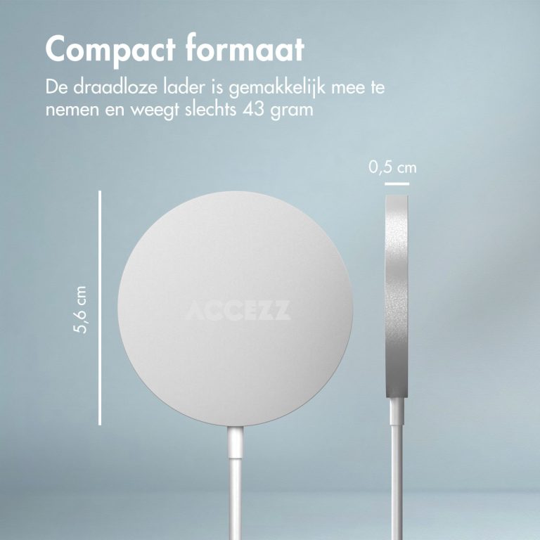 Accezz Wireless Charger USB-C - MagSafe Draadloze Oplader - 1 meter - Wit - Afbeelding 5