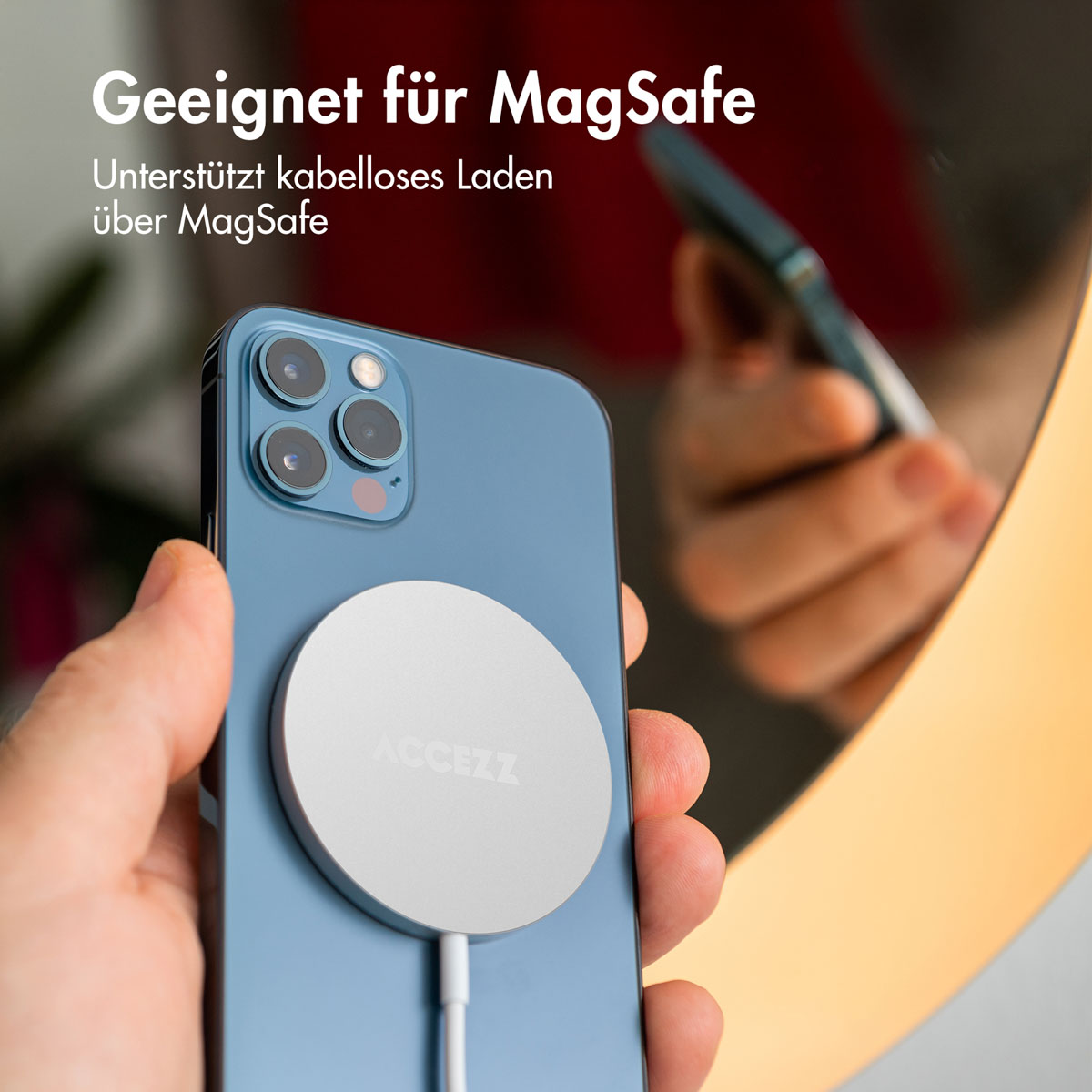 Accezz Wireless Charger USB-C - MagSafe Draadloze Oplader - 1 meter - Wit - Afbeelding 5