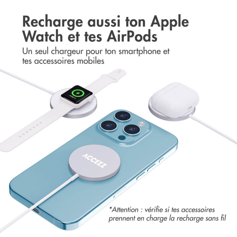 Accezz Wireless Charger USB-C | MagSafe en draadloze oplader - 1 meter - Wit - Afbeelding 10