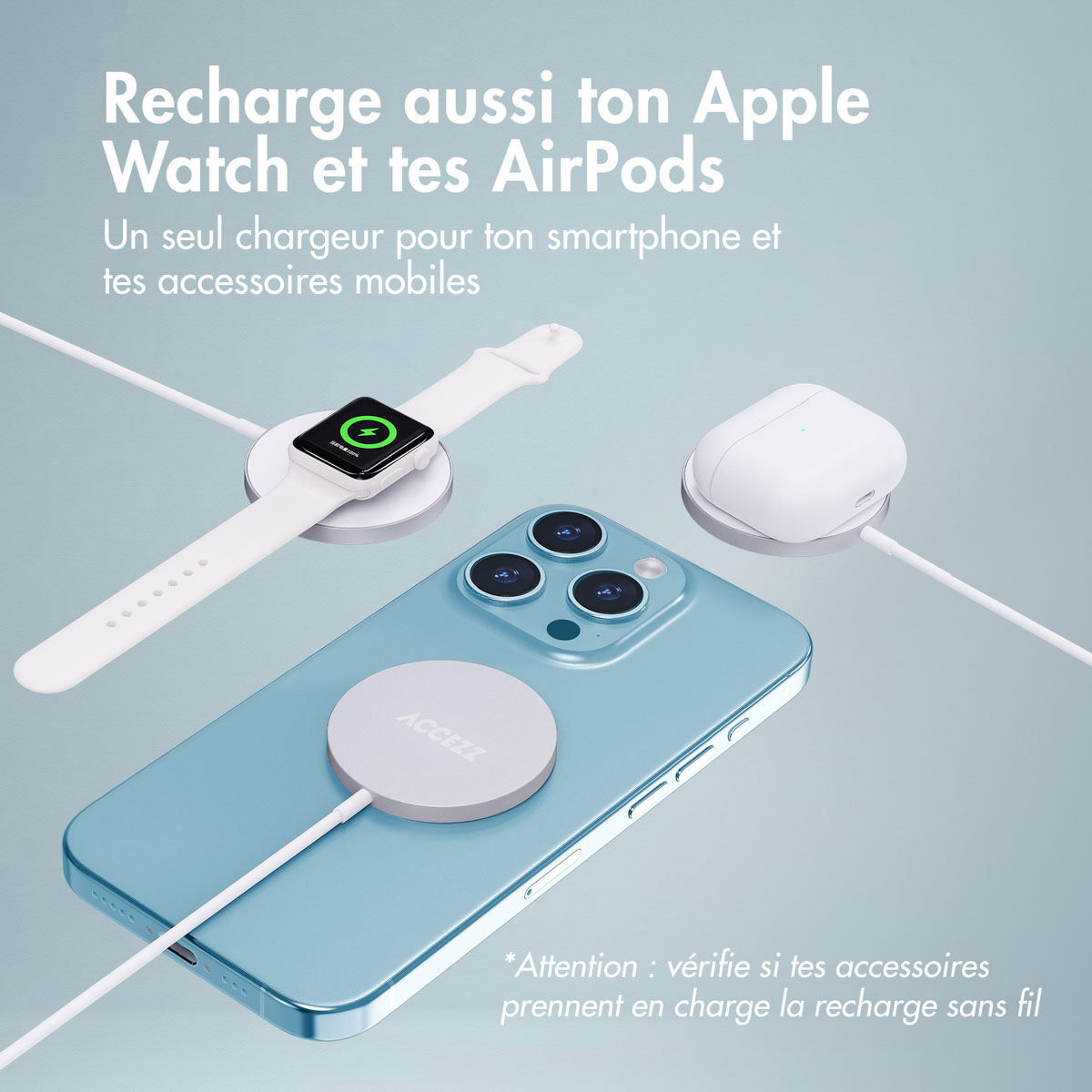 Accezz Wireless Charger USB-C - MagSafe Draadloze Oplader - 1 meter - Wit - Afbeelding 9