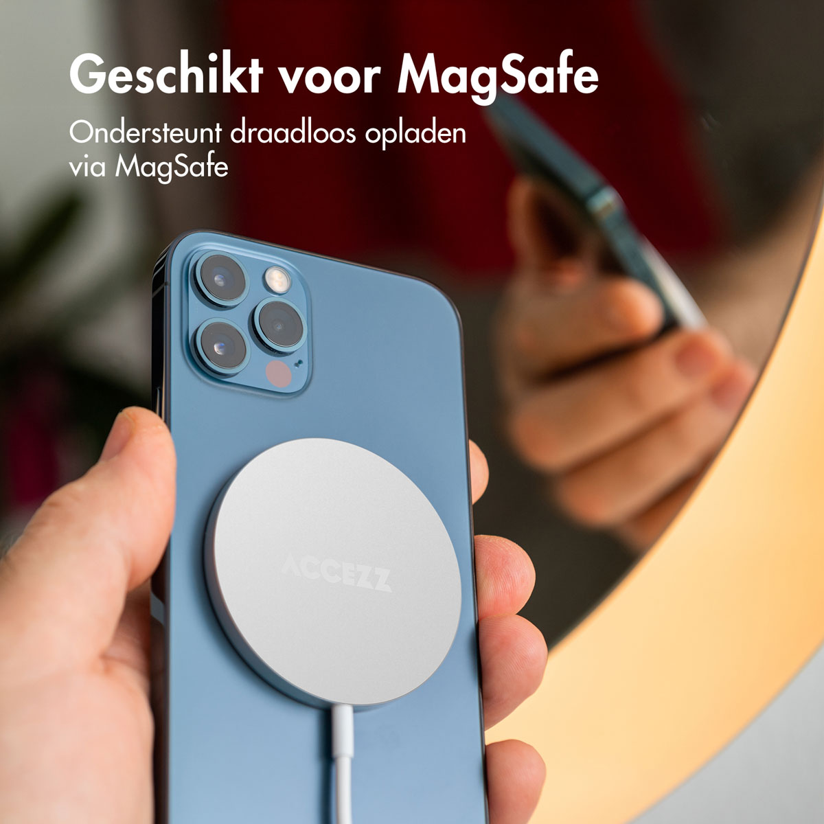 Accezz Wireless Charger USB-C - MagSafe Draadloze Oplader - 1 meter - Wit - Afbeelding 6