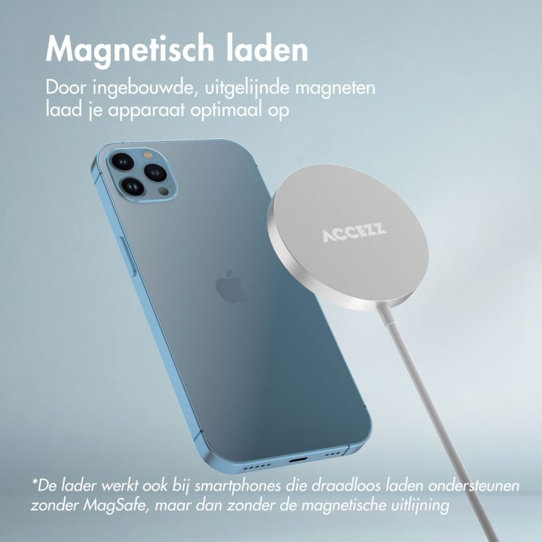 Accezz Wireless Charger USB-C - MagSafe Draadloze Oplader - 1 meter - Wit - Afbeelding 2