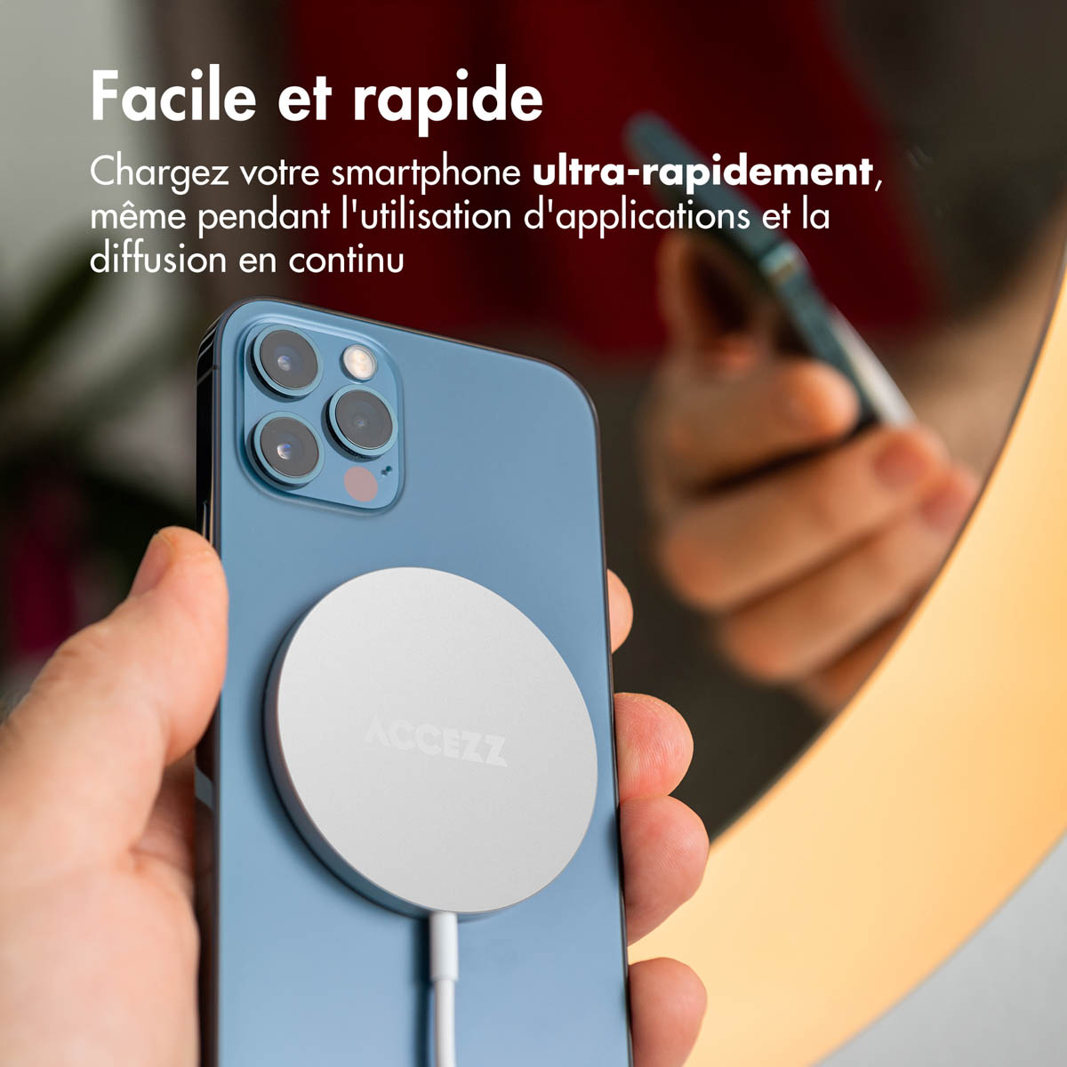 Accezz Wireless Charger USB-C - MagSafe en Qi2 Draadloze Oplader - 1 meter - Wit - Afbeelding 10