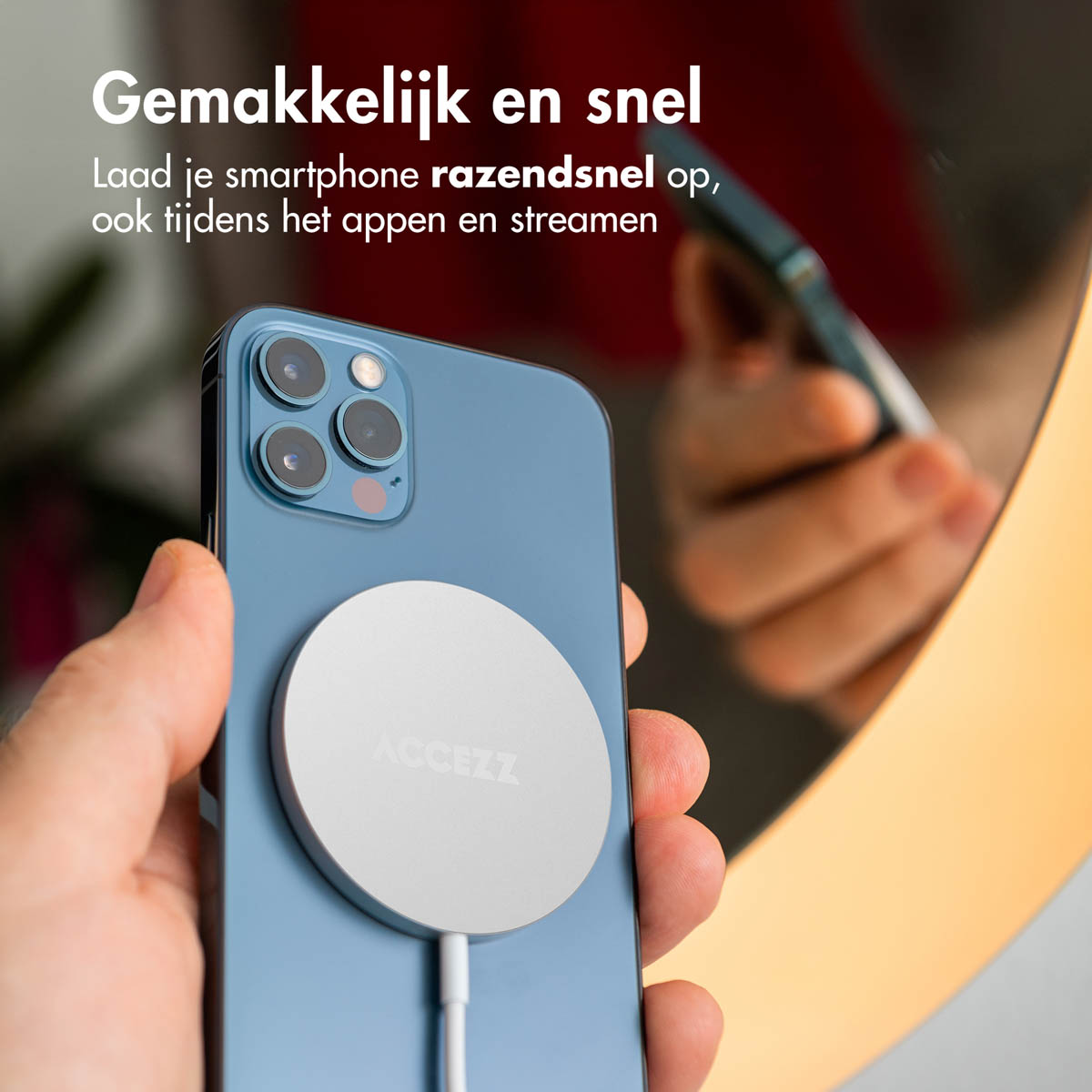 Accezz Wireless Charger USB-C - MagSafe en Qi2 Draadloze Oplader - 1 meter - Wit - Afbeelding 9