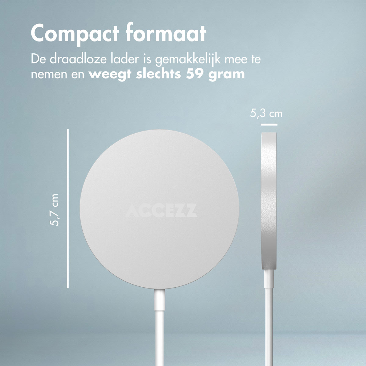 Accezz Wireless Charger USB-C - MagSafe en Qi2 Draadloze Oplader - 1 meter - Wit - Afbeelding 6