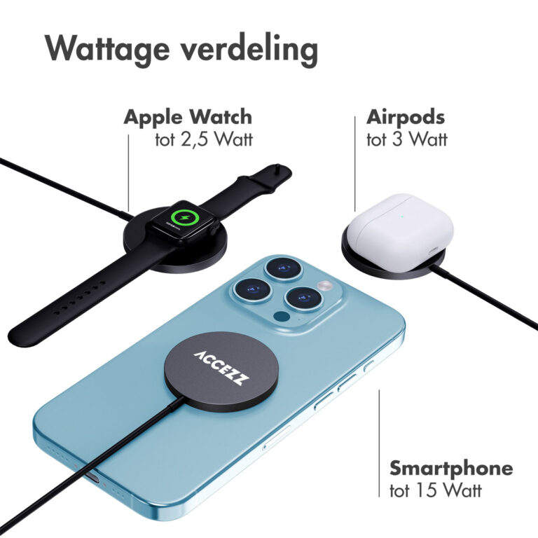 Accezz Wireless Charger USB-C | MagSafe en draadloze oplader - 1 meter - Zwart - Afbeelding 7