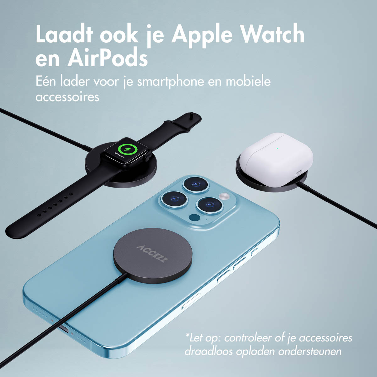 Accezz Wireless Charger USB-C - MagSafe Draadloze Oplader - 1 meter - Zwart - Afbeelding 9