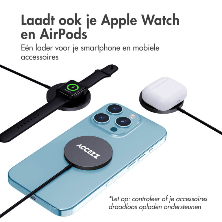 Accezz Wireless Charger USB-C | MagSafe en draadloze oplader - 1 meter - Zwart - Afbeelding 3