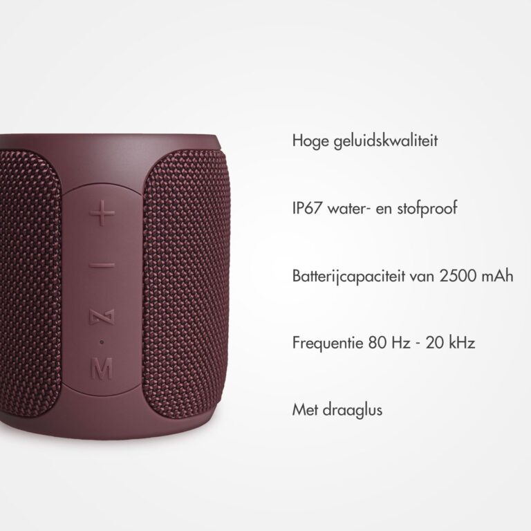 Selencia AquaPlay Bluetooth Speaker - Draadloze speaker - Waterproof - Bordeaux - Afbeelding 10