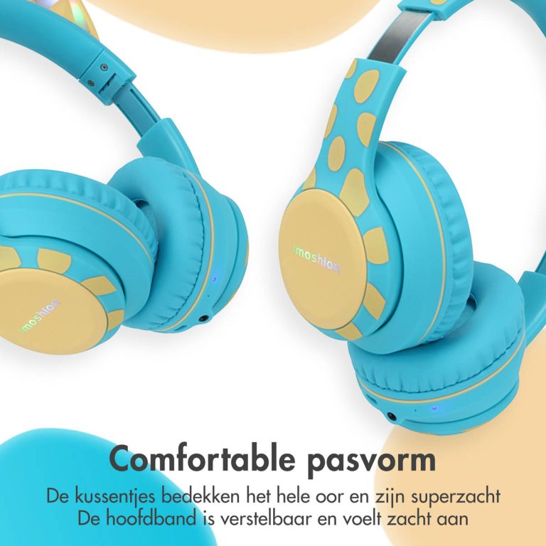 imoshion Draadloze Kinderkoptelefoon Unicorn LED Light - Decibelbegrenzer - Met AUX kabel - Soft Blue / Yellow - Afbeelding 3