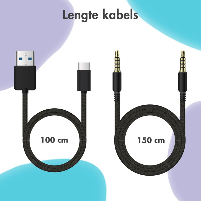 imoshion Draadloze Kinderkoptelefoon Unicorn LED Light - Decibelbegrenzer - Met AUX kabel - Lavender Lilac / Soft Blue - Afbeelding 2