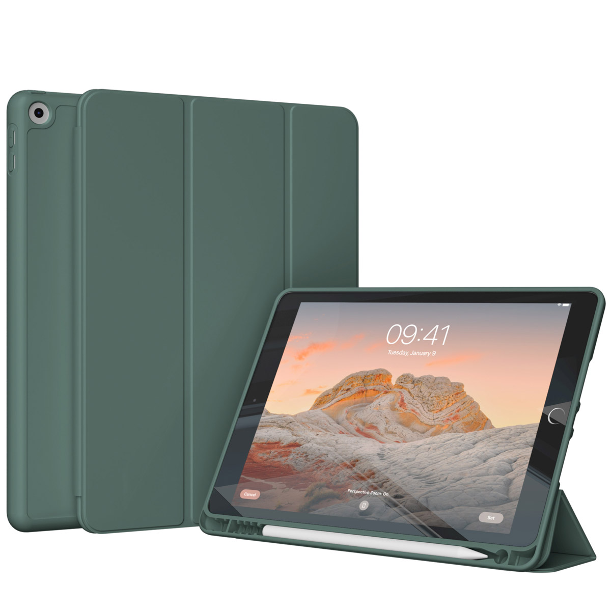 Accezz Smart Silicone Bookcase Apple iPad 6 (2018) 9.7 inch / iPad 5 (2017) 9.7 inch - Donkergroen