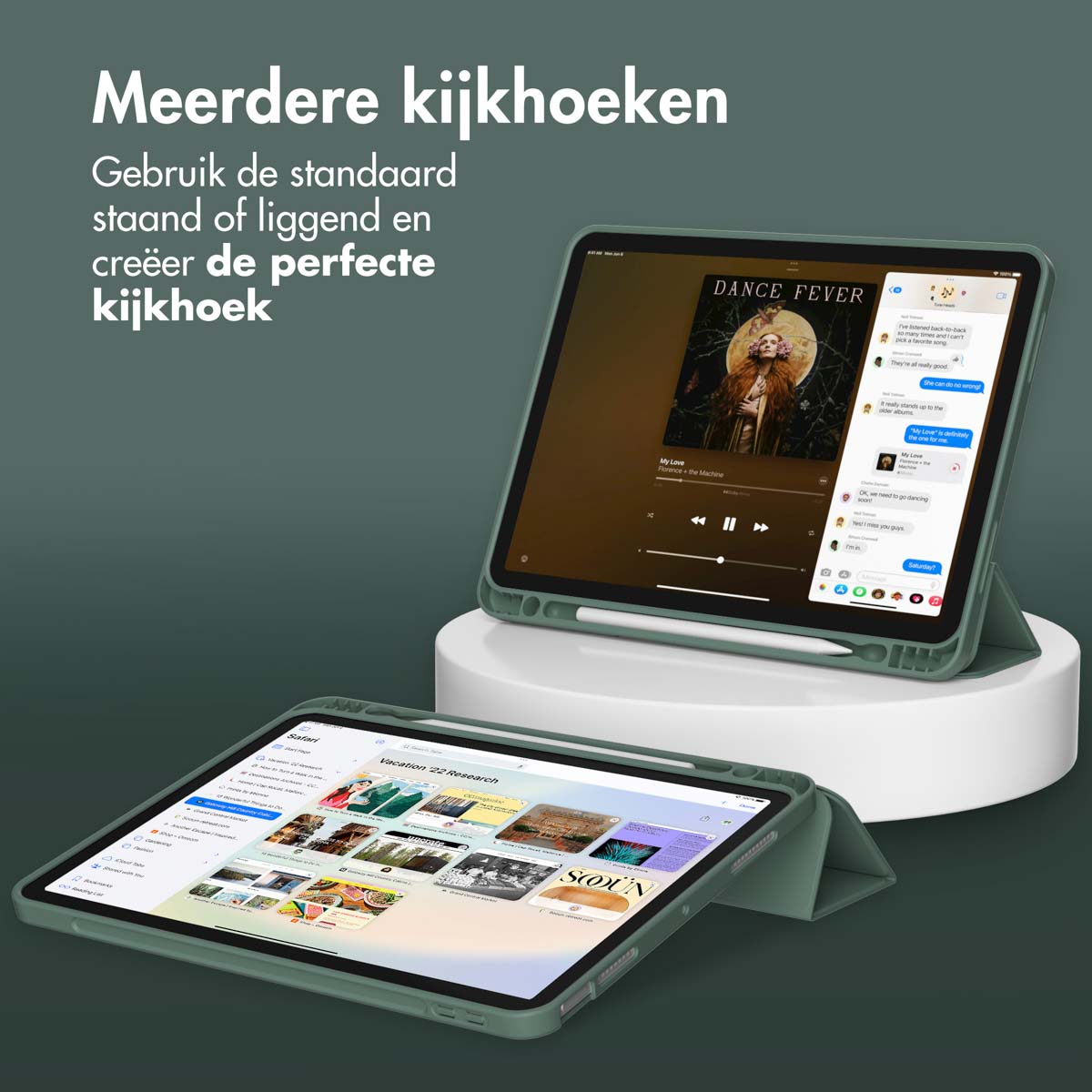 Accezz Smart Silicone Bookcase Apple iPad Air 11 inch (2025) M3 / (2024) M2 / Air 5 (2022) / Air 4 (2020) - Donkergroen - Afbeelding 7