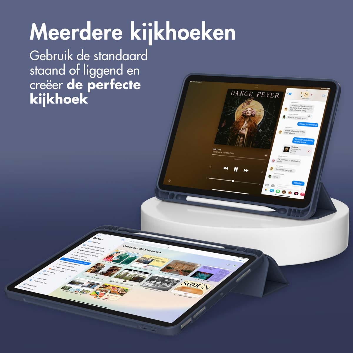 Accezz Smart Silicone Bookcase Apple iPad Air 11 inch (2025) M3 / (2024) M2 / Air 5 (2022) / Air 4 (2020) - Donkerblauw - Afbeelding 7