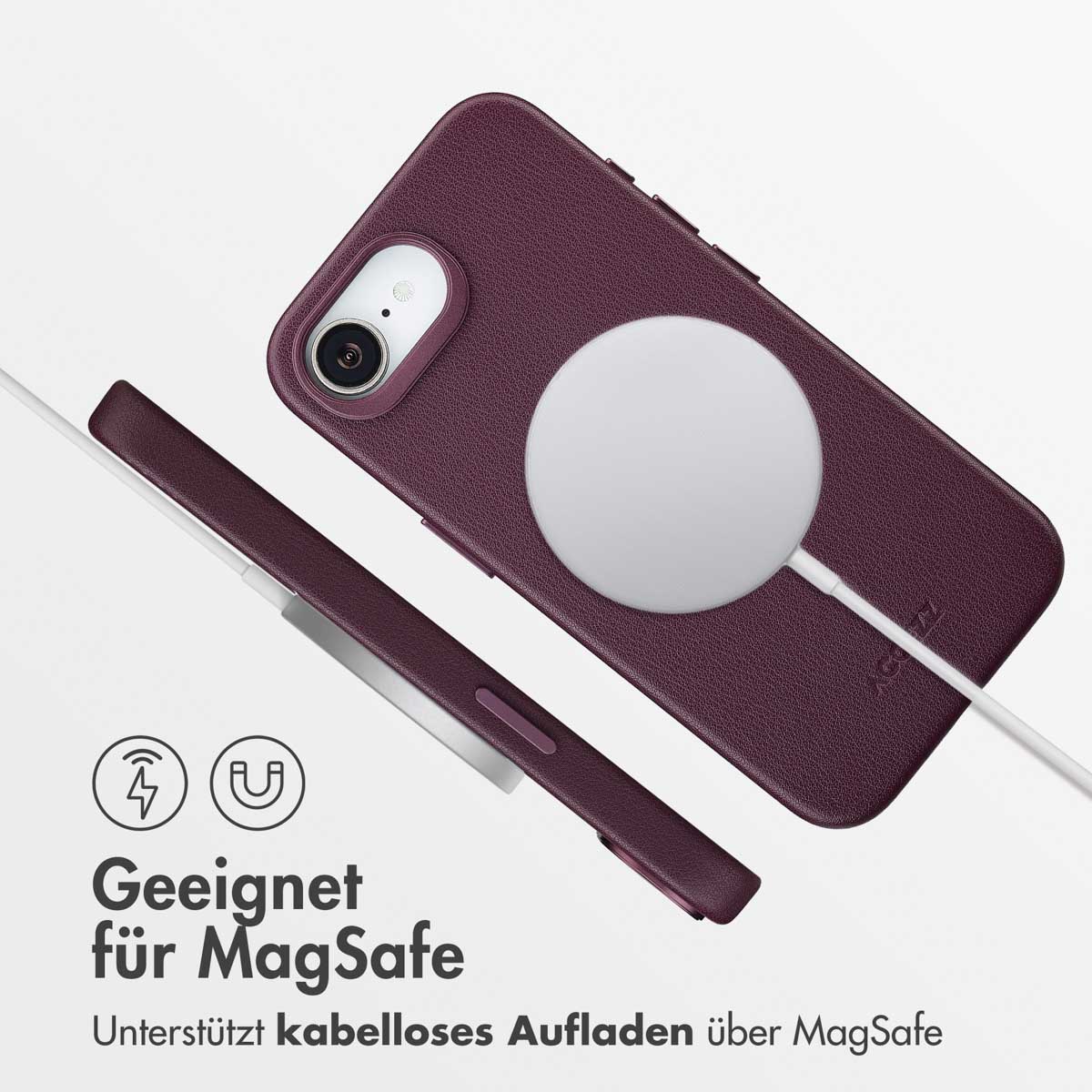 Accezz MagSafe Leather Backcover Apple iPhone 16e - Heath Purple - Afbeelding 8