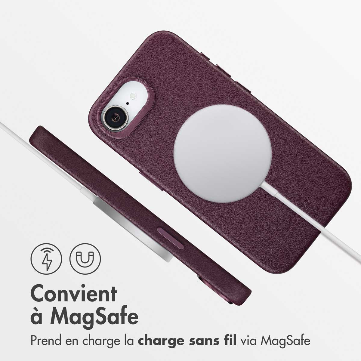 Accezz MagSafe Leather Backcover Apple iPhone 16e - Heath Purple - Afbeelding 6