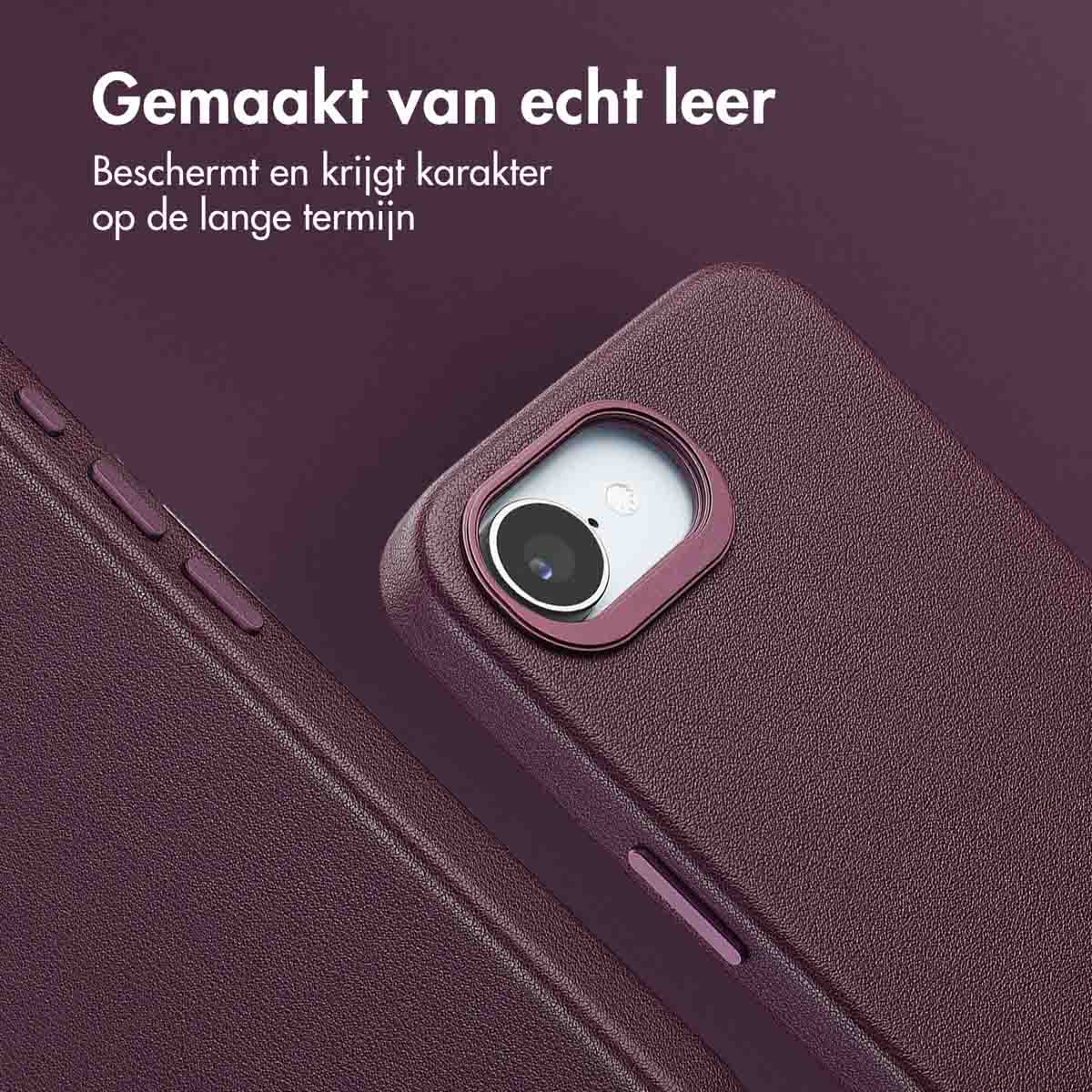 Accezz MagSafe Leather Backcover Apple iPhone 16e - Heath Purple - Afbeelding 9