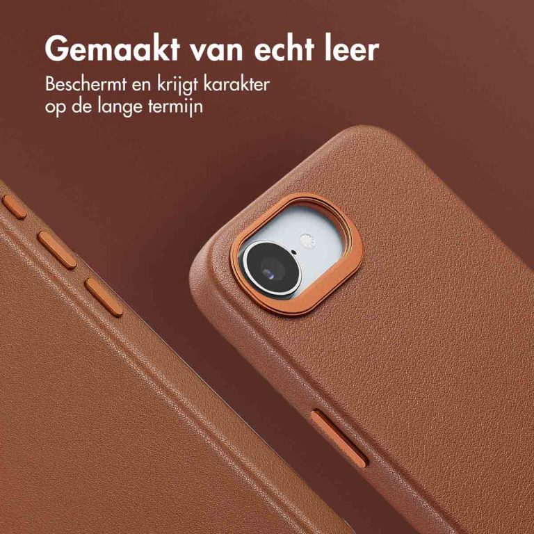 Accezz MagSafe Leather Backcover Apple iPhone 16e - Sienna Brown - Afbeelding 10