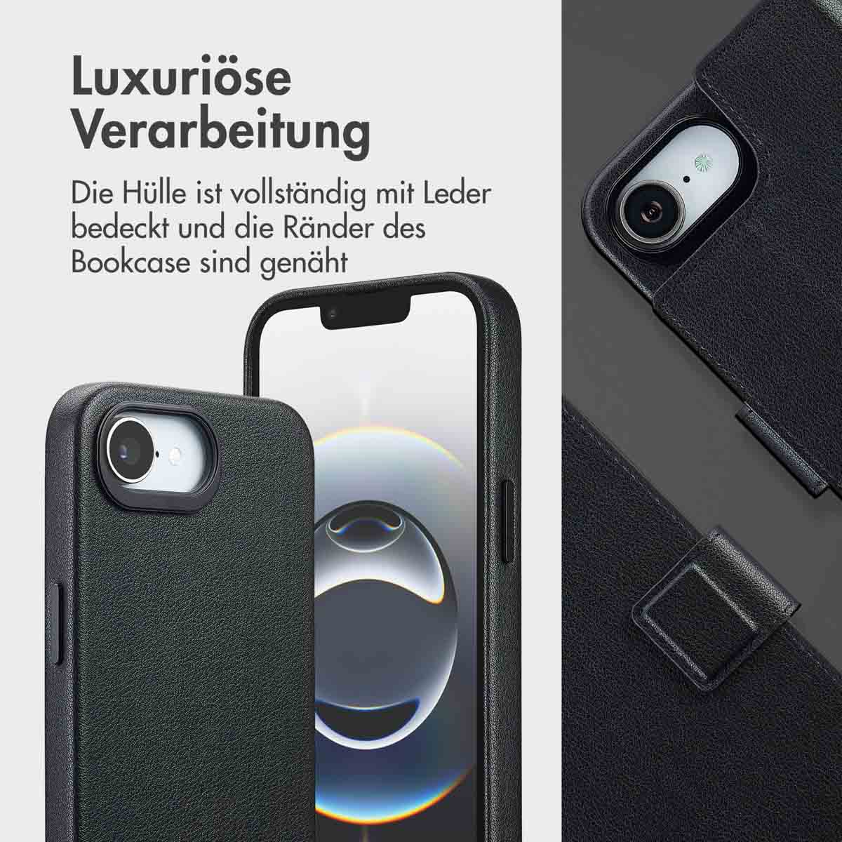 Accezz Leather Bookcase 2-in-1 met MagSafe Apple iPhone 16e - Onyx Black - Afbeelding 9