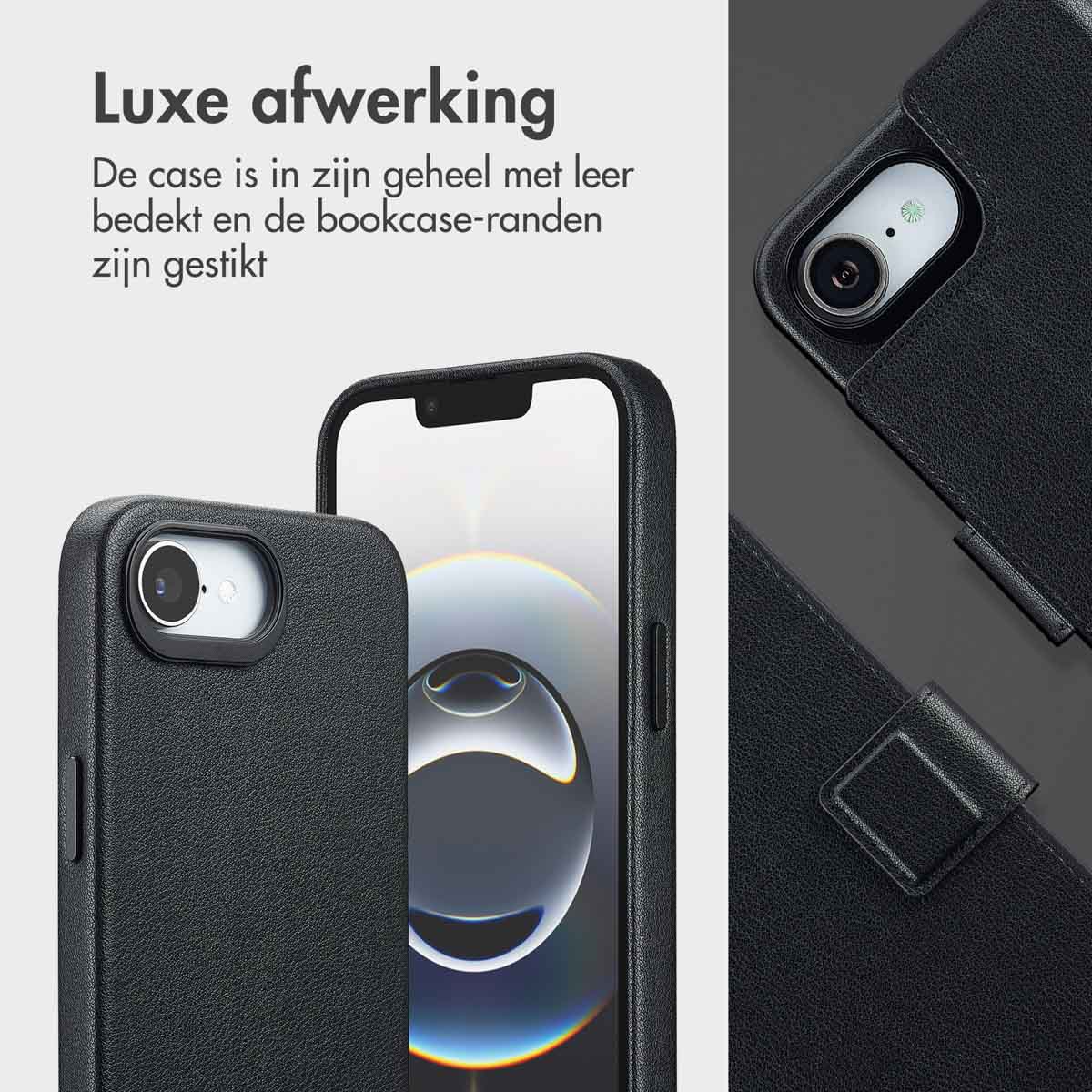 Accezz Leather Bookcase 2-in-1 met MagSafe Apple iPhone 16e - Onyx Black - Afbeelding 8