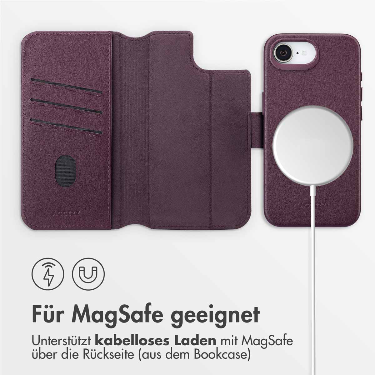 Accezz Leather Bookcase 2-in-1 met MagSafe Apple iPhone 16e - Heath Purple - Afbeelding 6