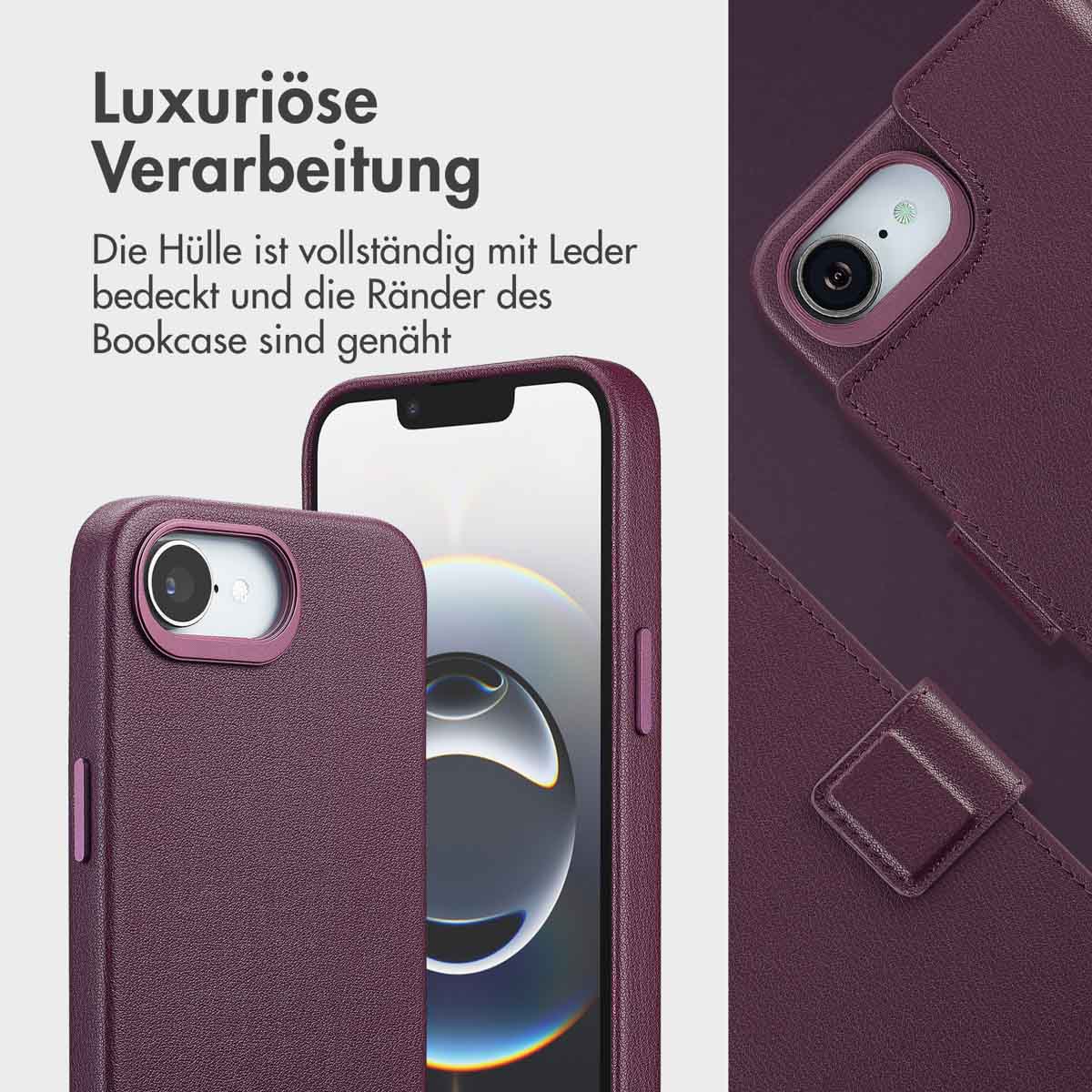 Accezz Leather Bookcase 2-in-1 met MagSafe Apple iPhone 16e - Heath Purple - Afbeelding 7