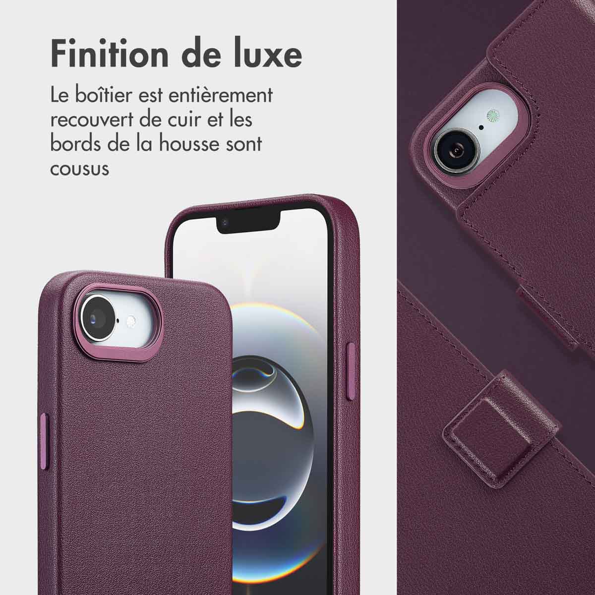 Accezz Leather Bookcase 2-in-1 met MagSafe Apple iPhone 16e - Heath Purple - Afbeelding 9