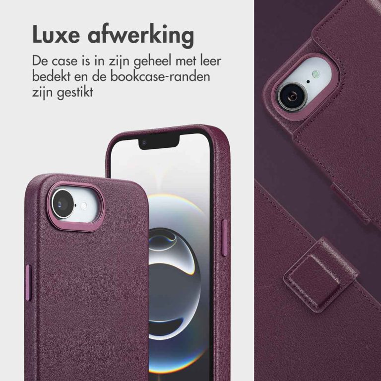 Accezz Leather Bookcase 2-in-1 met MagSafe Apple iPhone 16e - Heath Purple - Afbeelding 6