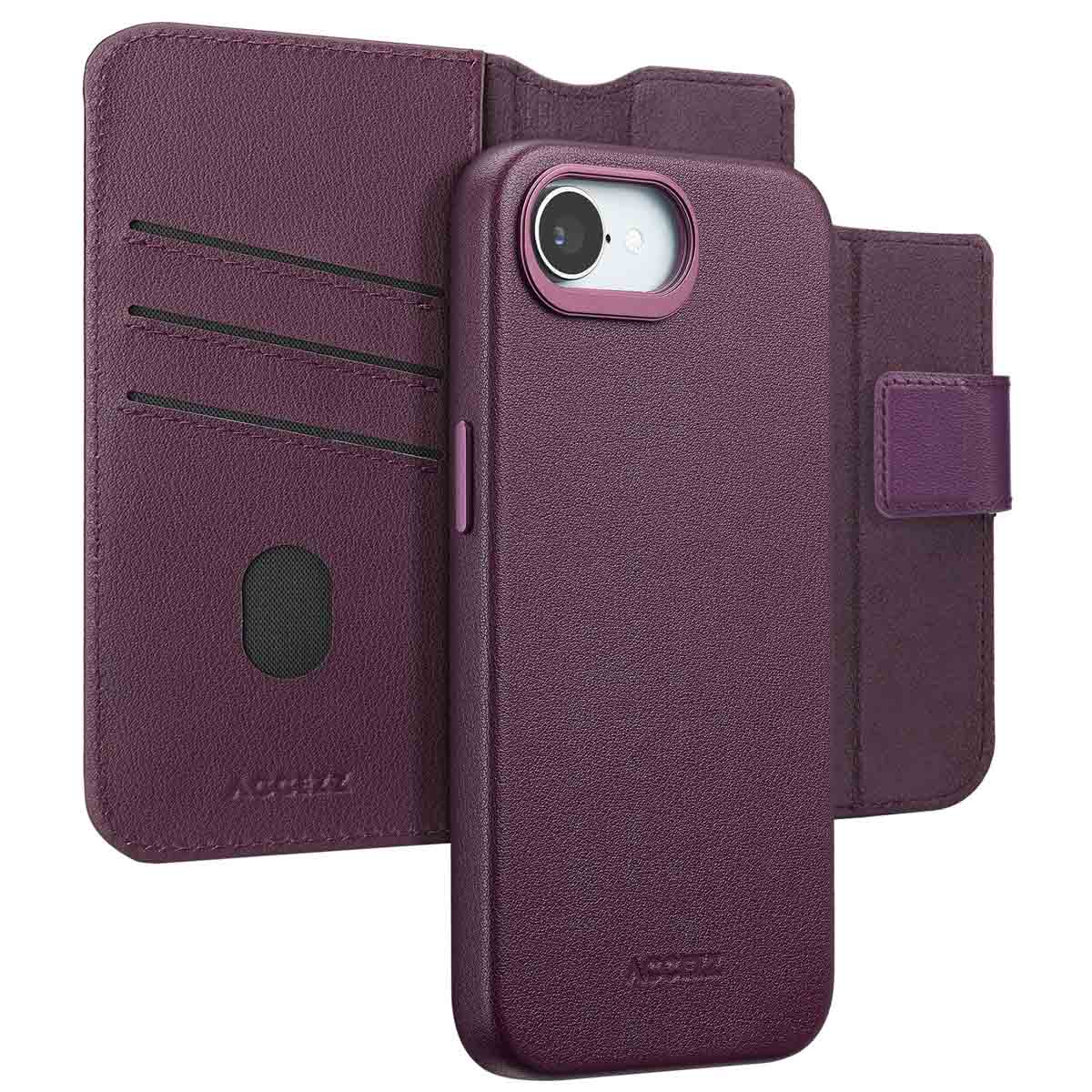 Accezz Leather Bookcase 2-in-1 met MagSafe Apple iPhone 16e - Heath Purple - Afbeelding 3