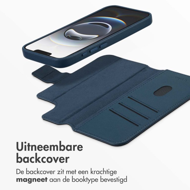 Accezz Leather Bookcase 2-in-1 met MagSafe Apple iPhone 16e - Nightfall Blue - Afbeelding 10