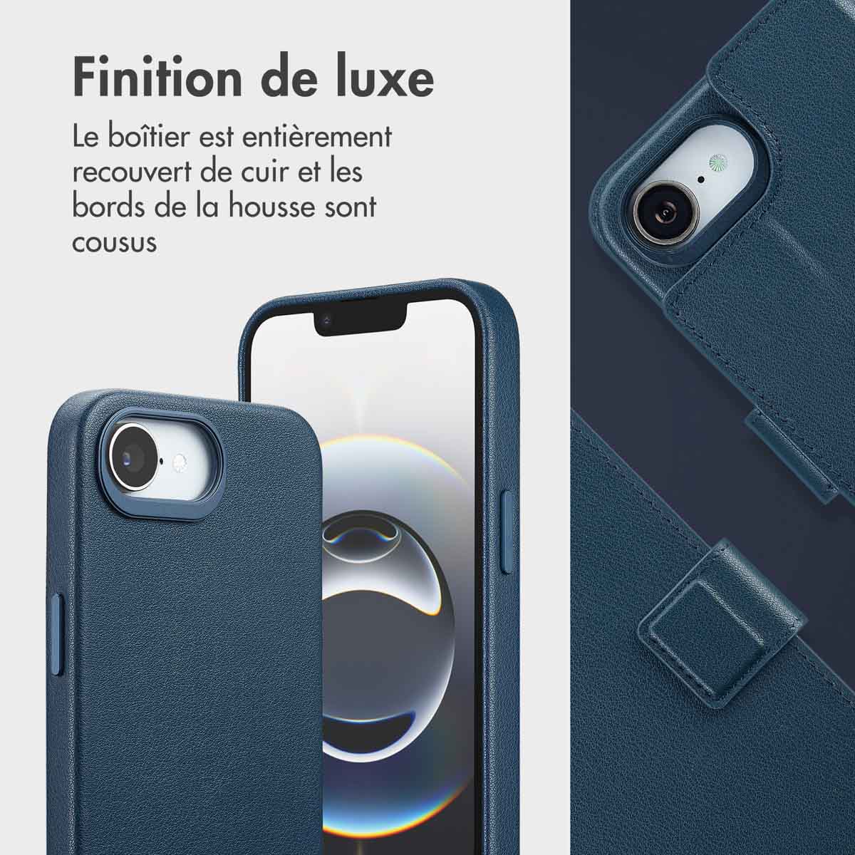 Accezz Leather Bookcase 2-in-1 met MagSafe Apple iPhone 16e - Nightfall Blue - Afbeelding 8