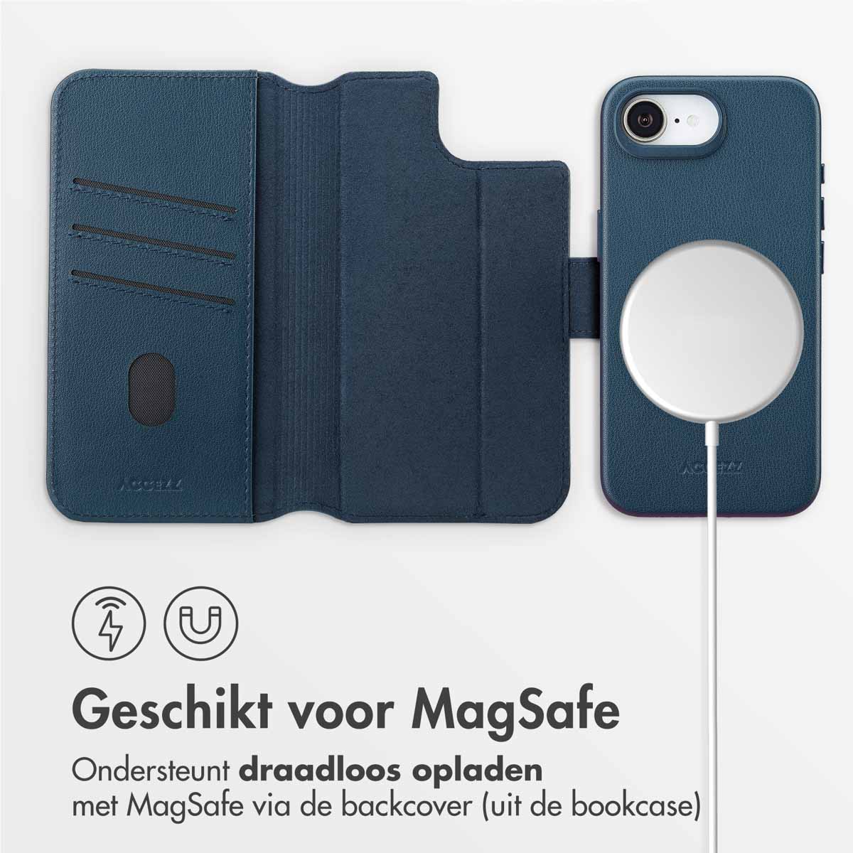 Accezz Leather Bookcase 2-in-1 met MagSafe Apple iPhone 16e - Nightfall Blue - Afbeelding 5